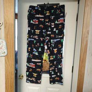 New Old Navy Black Christmas Designed Flannel Longe Pants Size Men's XL
